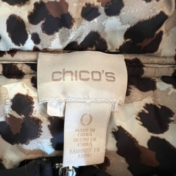 Chicos Reversible Puffer Jacket Black/Animal Print S/4 - Picture 7 of 8